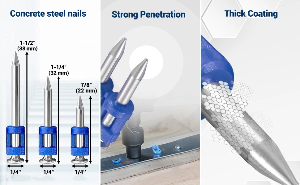 12 Gauge 1-1/2 Inch X. 120 Inch Mechanical Galvanized Smooth Shank Plastic Collated Concrete Nails