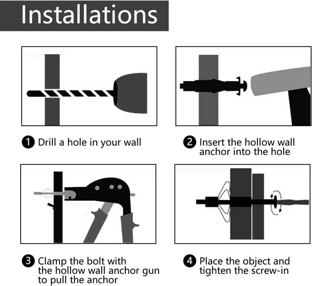 Fastener M11X36 Plasterboard Fixings Heavy Duty, Hollow Wall Anchor Screws