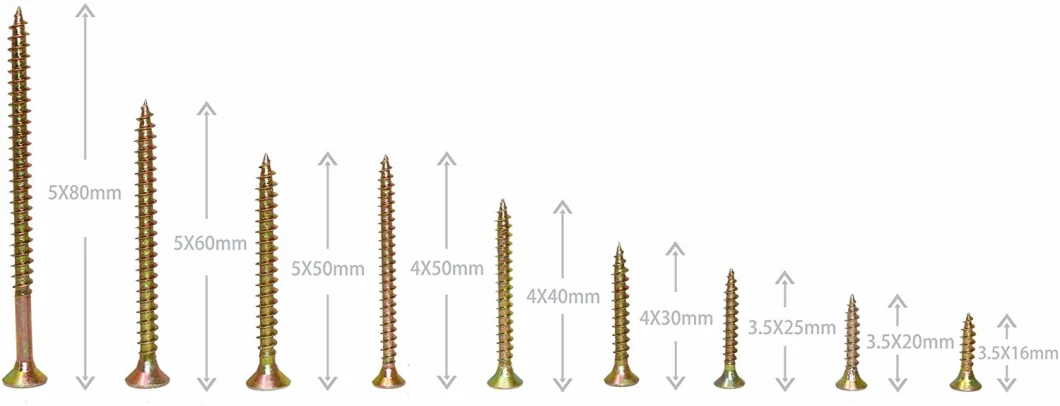 Brass Countersunk Head Carbon Steel Wood Chipboard Screw