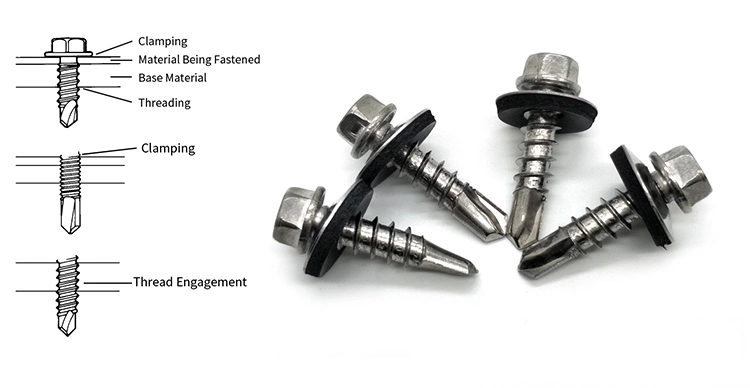 Carbon Steel Building Roofing SDS Screw Galvanised Metal Hexagon Head Tek Wood Stainless Steel Hex Washer Head Self Drilling Screw with EPDM Washer