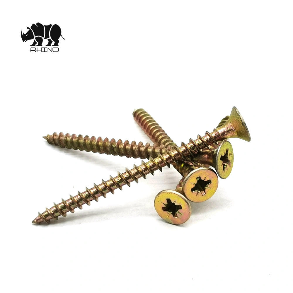 Yellow Zinc Csk Head Full Thread Half Thread Pozi Drive Double Countersunk Head Chipboard Screw