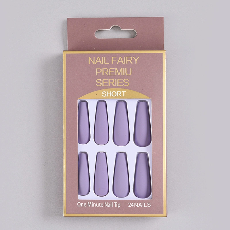 Long Solid Color Manicure Matte Frosted T-Shaped Nail Patch Wear Armor