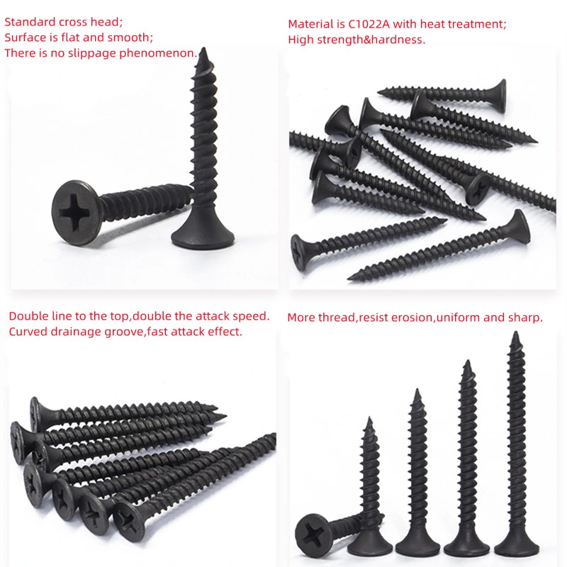 Gypsum Plasterboard Black Phosphate Bugle Head Sheetrock Drywall Screw for Fastener Wholesale