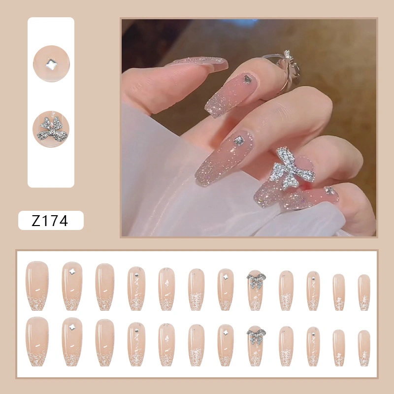 Fake Nail Fairy Long Wearable Nail C79-Broken Diamond Butterfly Patch Removable Nail Patch