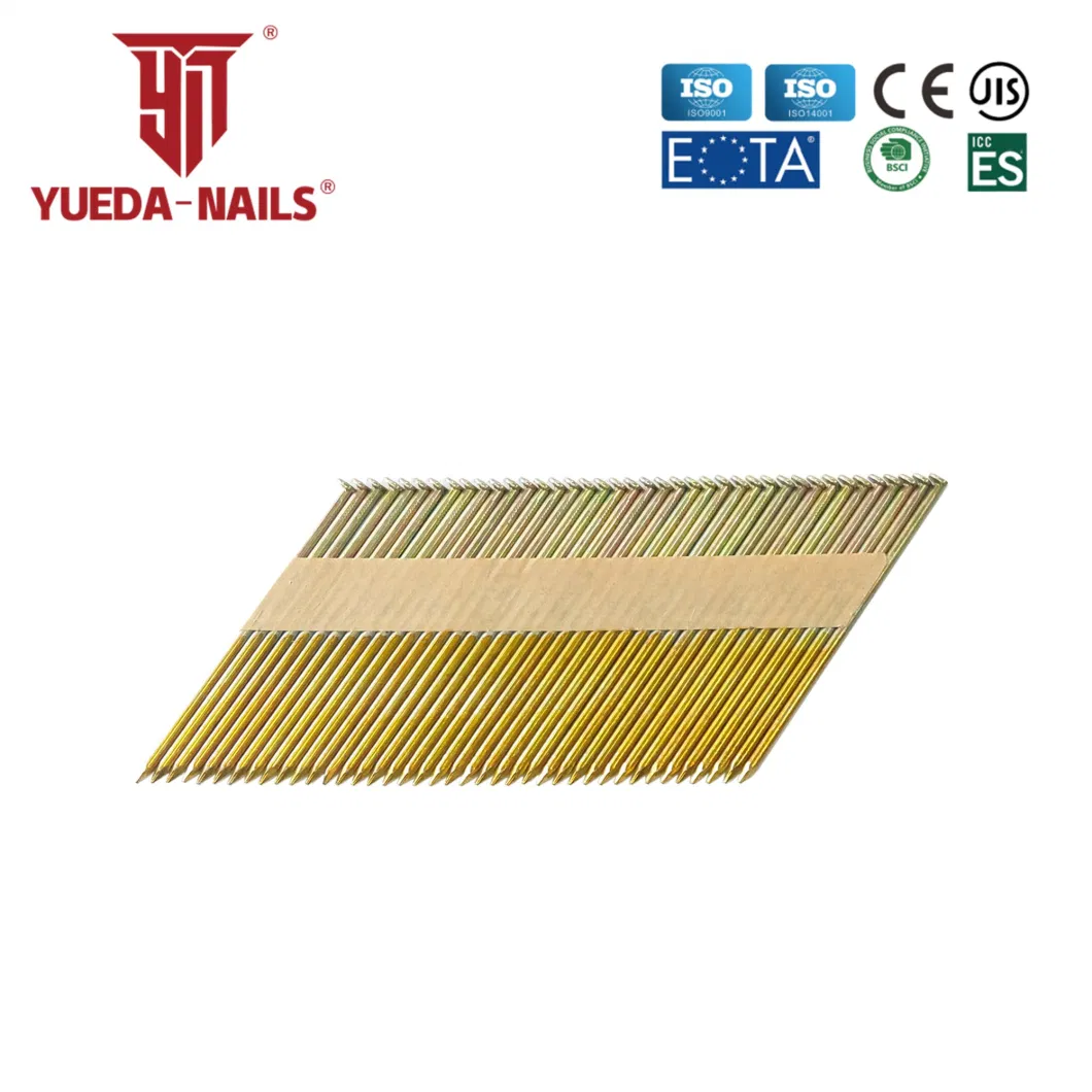 Shanghai Yueda 28/34 Paper Tape Strip/Framing/Plastic Strip/Coil/Loose/Bulk/Da Nails for Nailer