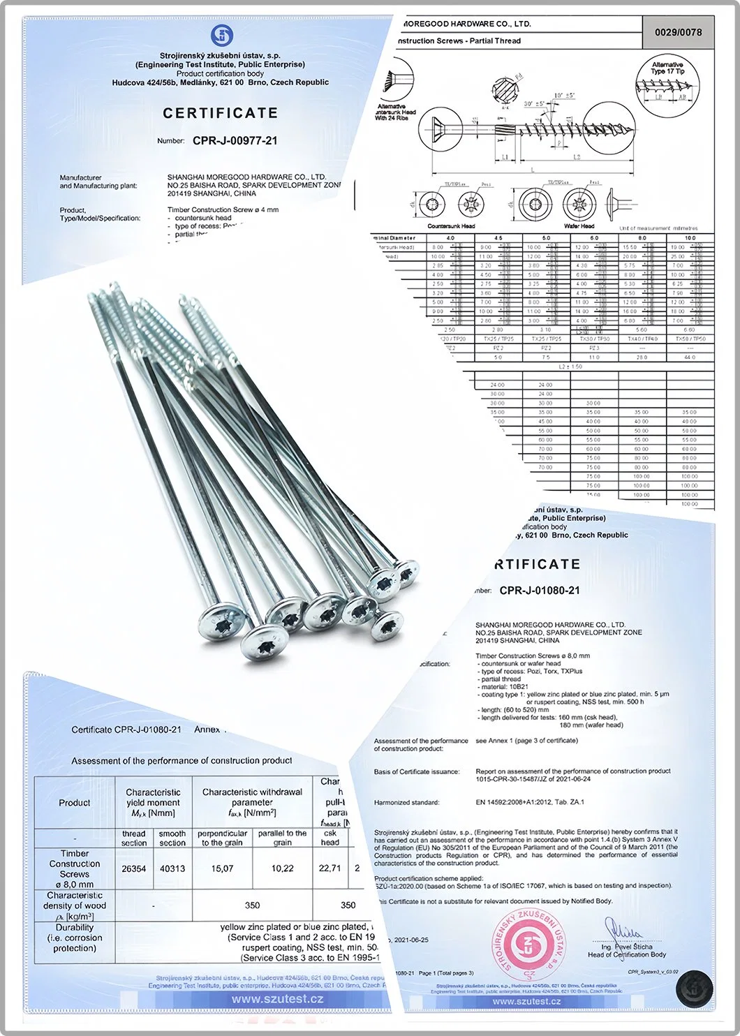 Moregood Full Thread Timber Construction Screw Cylindrical Head Txplus Drive Yellow Zinc Plated with Wax