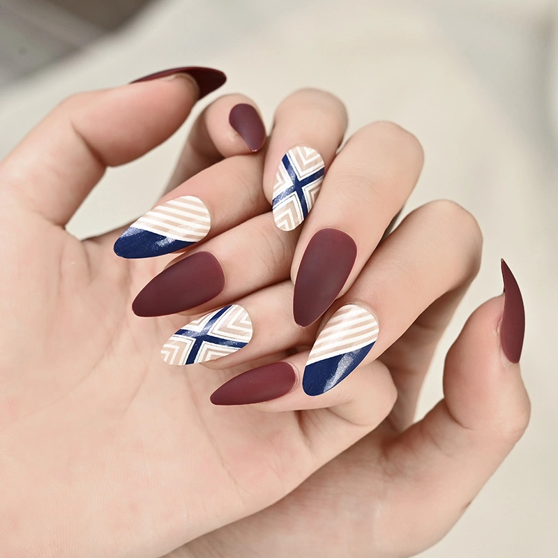 Long Solid Color Manicure Matte Frosted T-Shaped Nail Patch Wear Armor