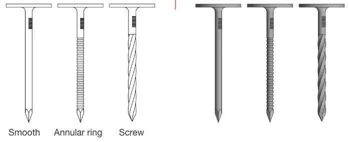 Smooth Screw Ring Shank Large Flat Head Wide Variety Exterior Roofing Nail