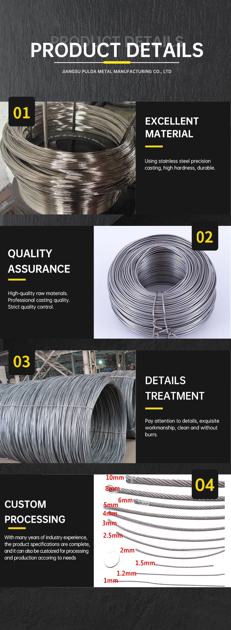 A36 Q235 or 304 316 Grade Stainless and Galvanized Low Carbon Steel Wire with Cheap Price