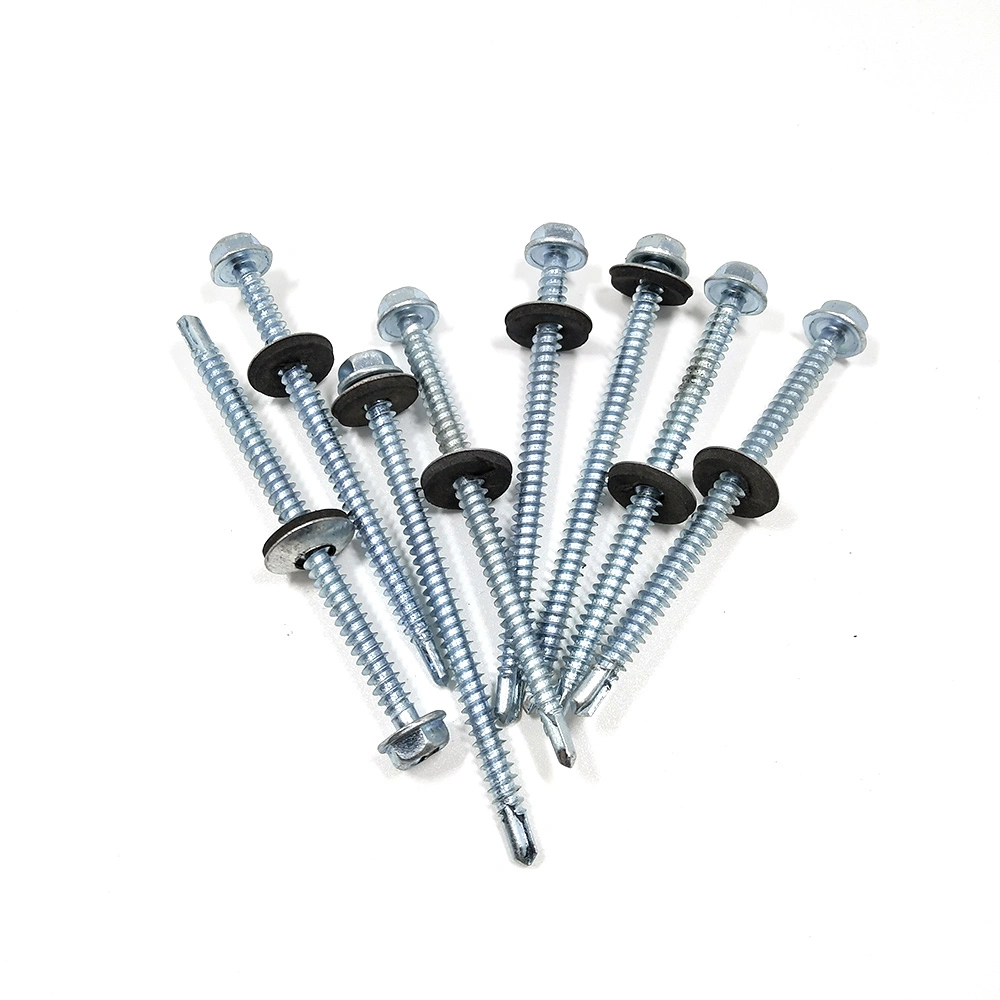 Galvanized Metal Hexagon Head Tek Wood Stainless Steel Hex Self Drilling Screw with EPDM Washers Roofing Screw