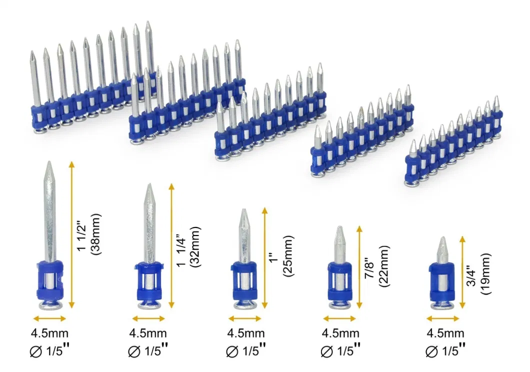 12 Gauge 1-1/2 Inch X. 120 Inch Mechanical Galvanized Smooth Shank Plastic Collated Concrete Nails