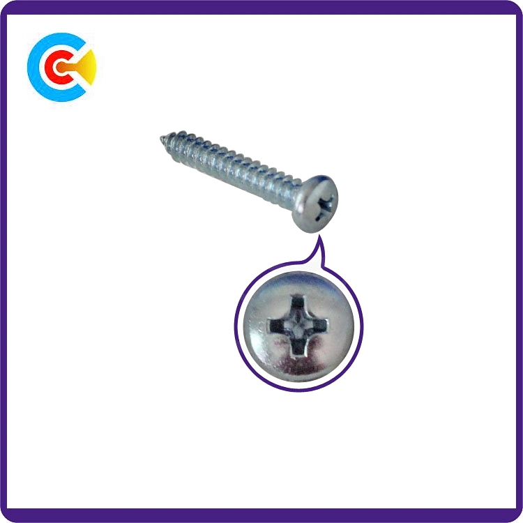 DIN/ANSI/BS/JIS Carbon-Steel/Stainless-Steel Phillips Pan Head Self Tapping Screw for Building Railway