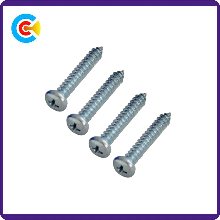 DIN/ANSI/BS/JIS Carbon-Steel/Stainless-Steel Phillips Pan Head Self Tapping Screw for Building Railway