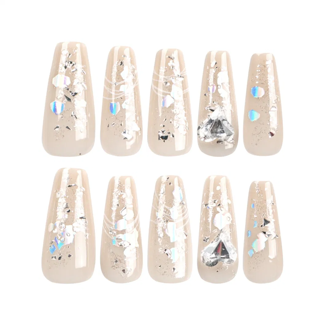 Love Diamond Wearing Armor Long Ballet Sequins Nail Enhancement