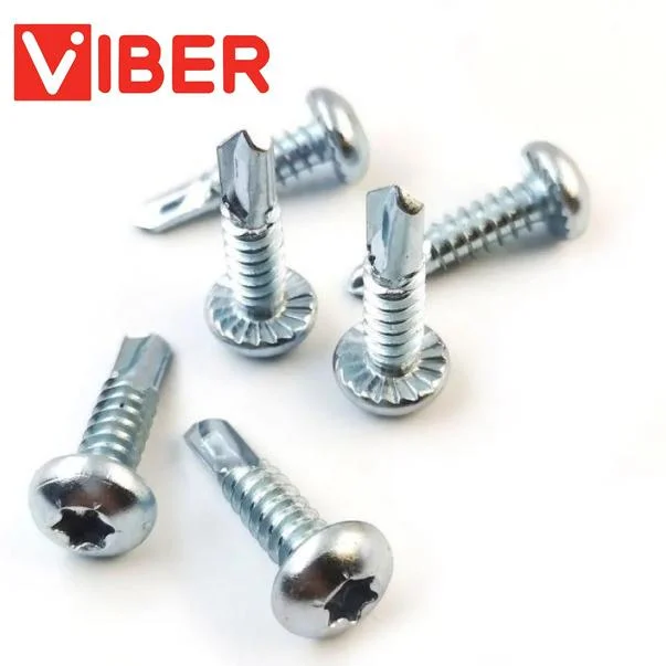 Galvanized Carbon Steel Pan Head with Serration Self Drilling Screws