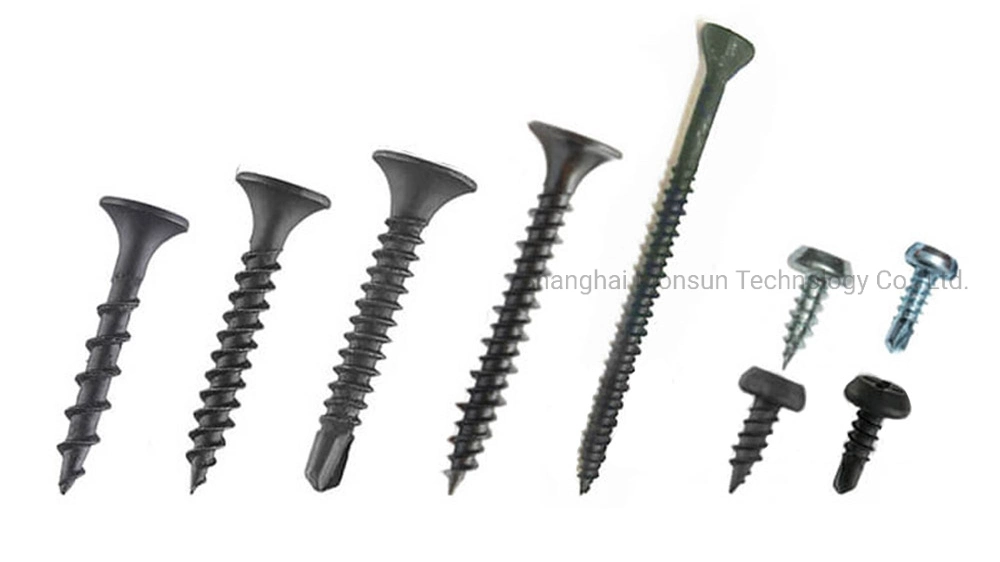 DIN Ifi JIS ISO C1022 Black Phosphated pH Recess Drywall Screw with Coarse Thread for Plasterboard on Timber Support