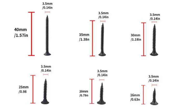 Black Oxide Drywall Nail Screw Carbon Steel Trumpet Head Double or Single Threaded Drywall Screw