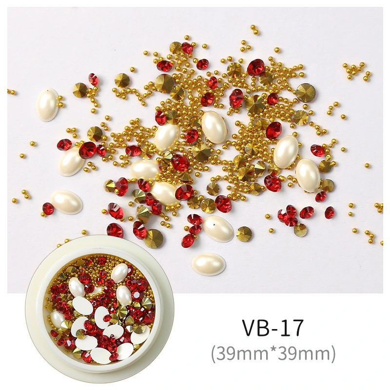 Cross Border Wholesale Nail Diamond Jewelry Opposite Sex Flash Diamond Paste Water Diamond Tip Bottom Explosion Nail Mixture Jewelry Diamond Small Round Box