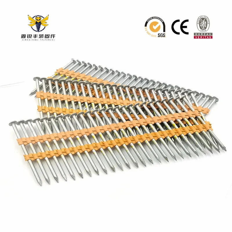 21 Degree Galvanized Round Head Smooth/Ring Shank Sheet Paper Collated Framing Nails Polished Wood Pallet Plastic Strip Nails