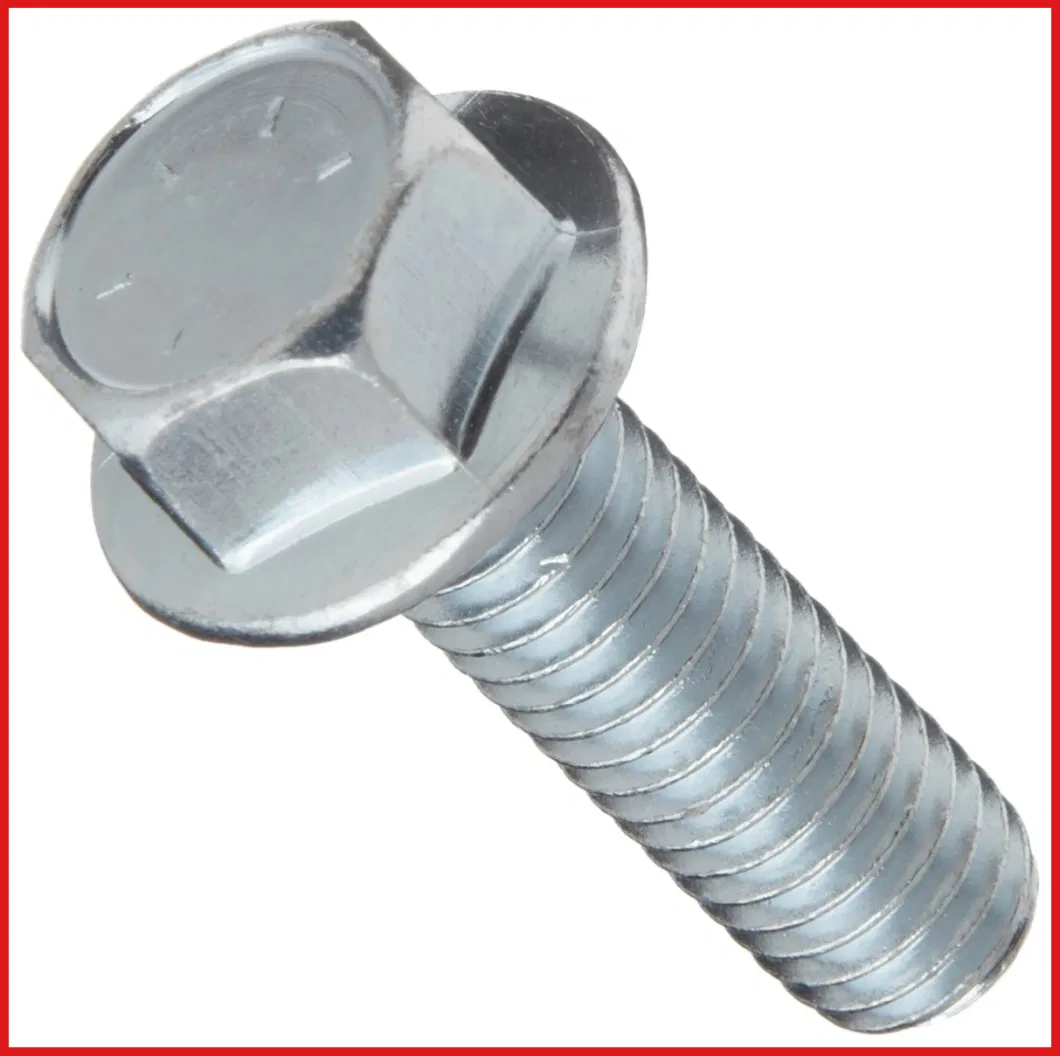 M10 Flanged Bolt Fully Threaded Hexagonal Flange Head Machine Screw with Serration Under Head A2-70 Stainless Steel Fastener