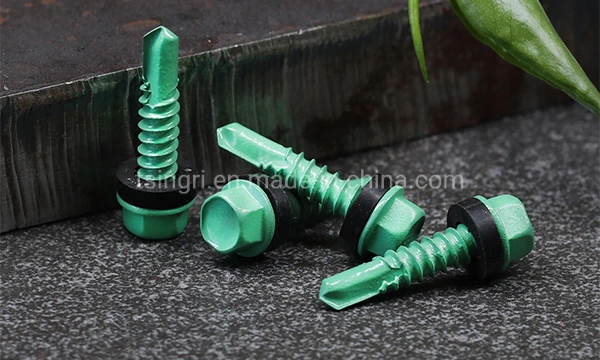 TGR/Tsingri 5.5*25 Green Painted Hex Washer Head Self Drilling Roofing Screws For Constructure Fixing