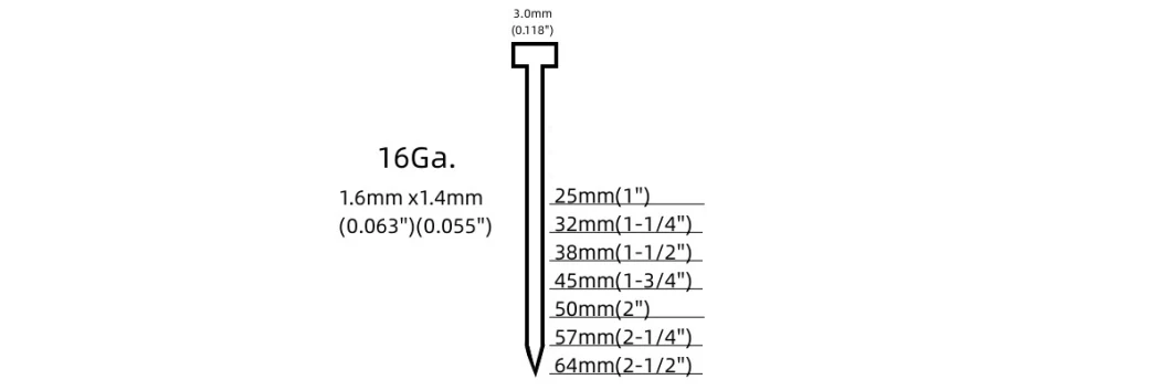 38mm Brad Nails 16gauge T38 Clavos for Furniture Decoration