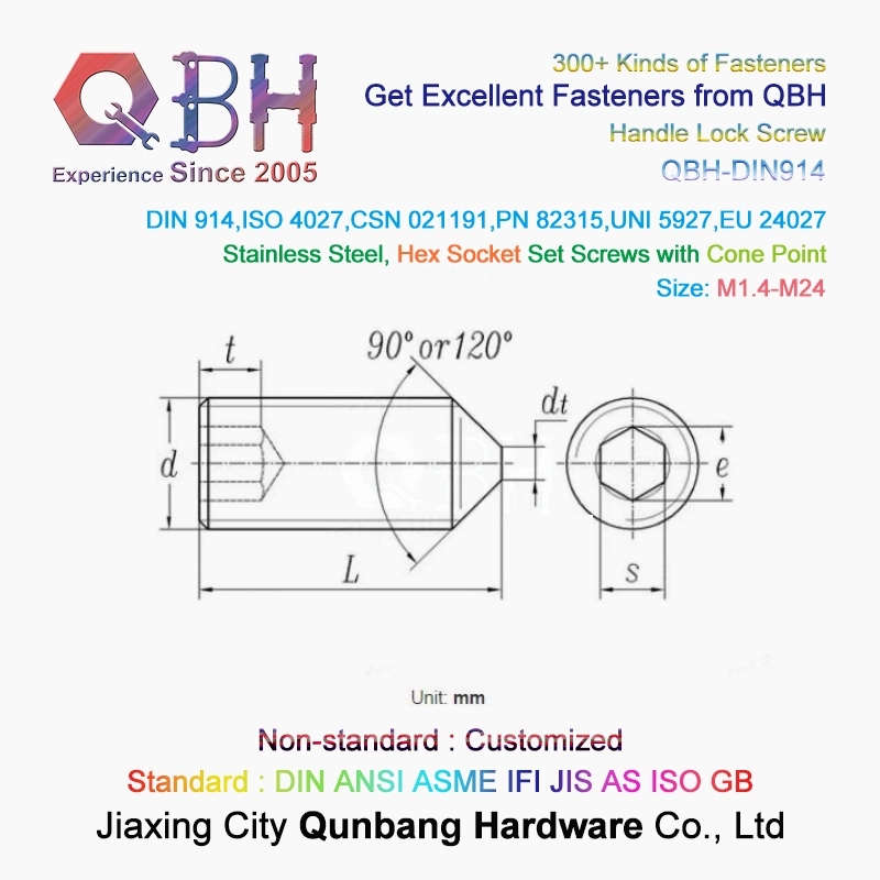 Qbh Customized Zp/Yzp/Plain/Black/HDG/Dacromet/Geomet/Nickle Plated/Mechanical Zinc Plated Exterior/Internal Thread Wood Furniture Embedded Grub Screw