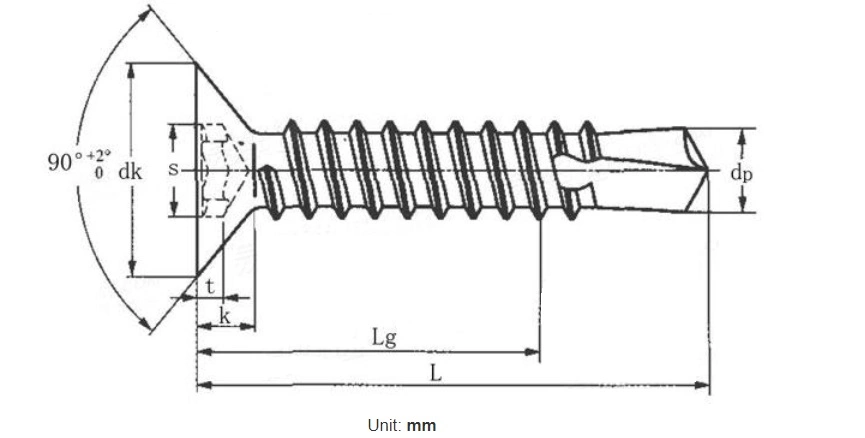 Made in China Stainless Steel 304 316 410 Hexalobular Socket Countersunk Deck Head Self Drilling Screw