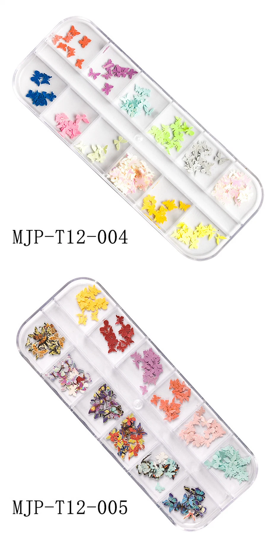 New Christmas Halloween Wood Pulp Strip Box Set Butterfly Flower Nail Jewelry 3D Nail Sequins