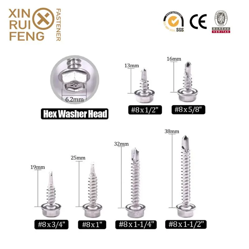 Wholesale Price Supplier Fasteners Chinese Factory Low Price Ruspert and Zinc Plated Hex Head Drilling Screws