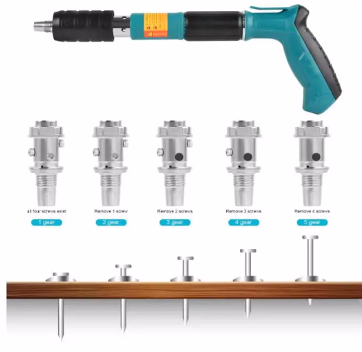 Heavy Duty Nail Gun with Durable Concrete Nails and Accessories