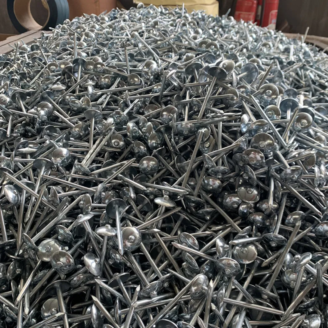 Clavos 9g 10g Smooth Umbrella Head Roofing Nails 1 1/4 Galvanized Corrugated Nails Twisted Shank Zinc Roofing Nails with Washer