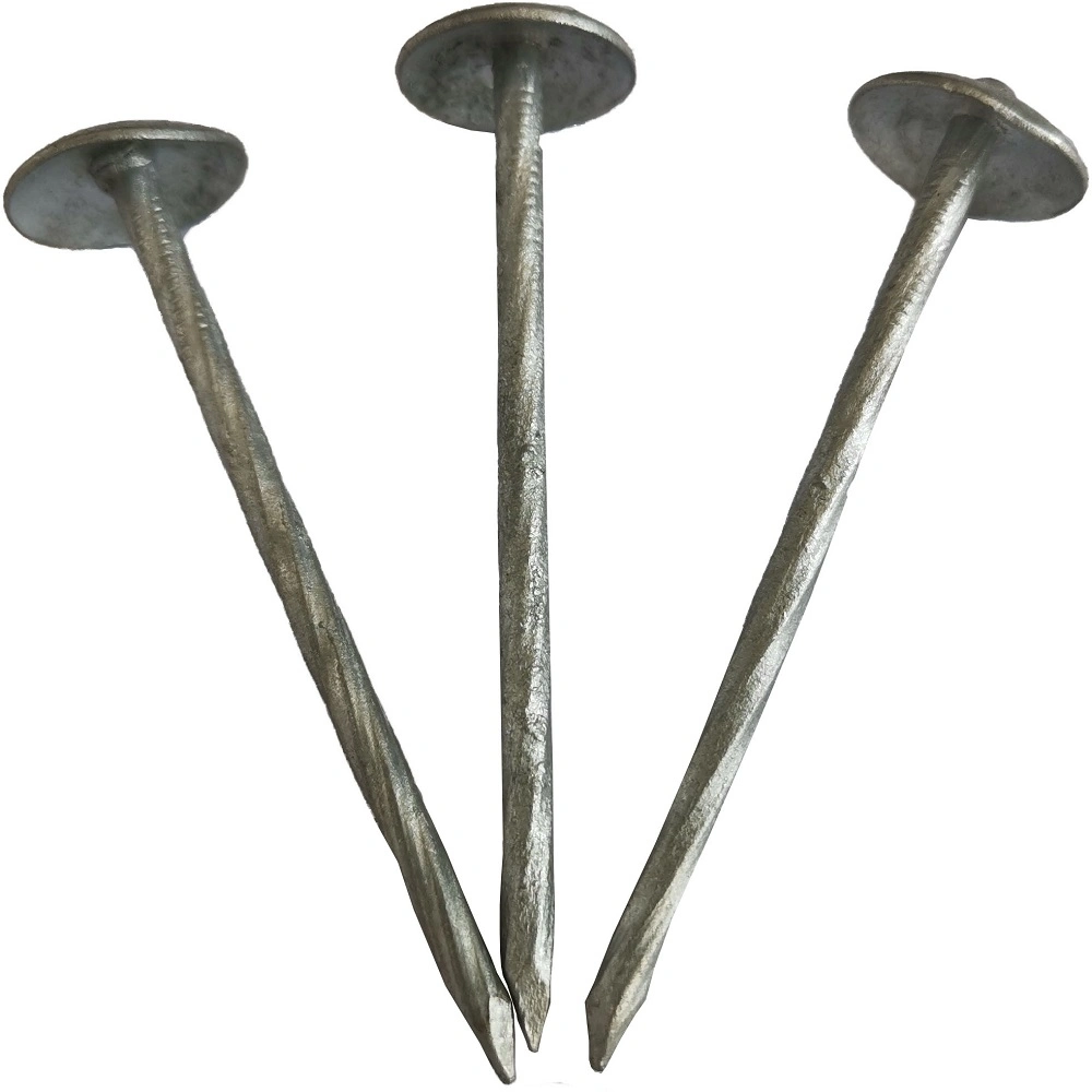 Smooth Galvanized Head Umbrella Roofing Nails Weight with Rubber Washer