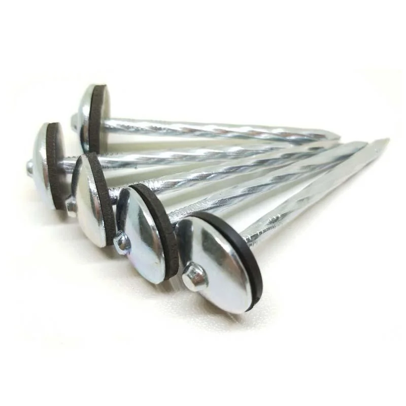 Clavos 9g 10g Smooth Umbrella Head Roofing Nails 1 1/4 Galvanized Corrugated Nails Twisted Shank Zinc Roofing Nails with Washer