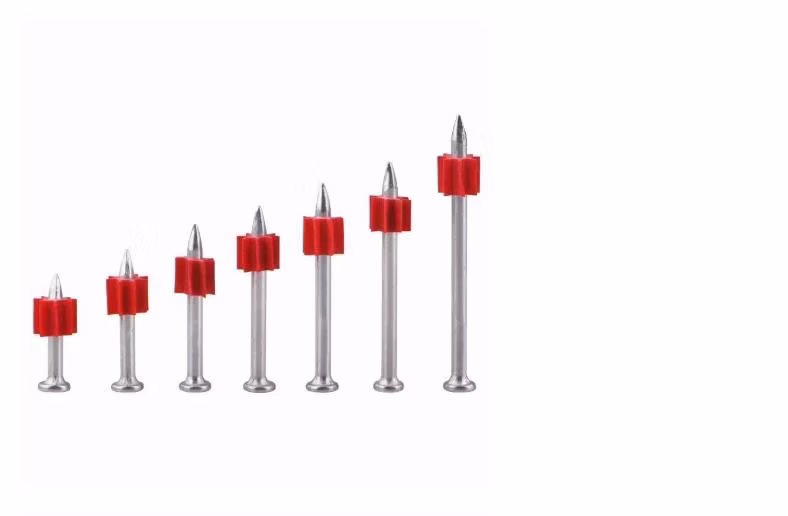 Concrete Shooting Nails/Gun Shoot Nails with PVC Red Buffer