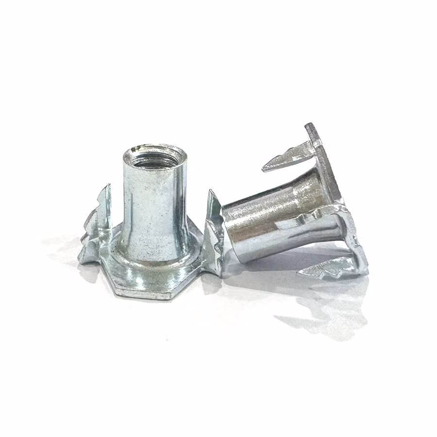 China Factory Threaded Insert T Nut M8X17mm Four Prong Tee Nuts