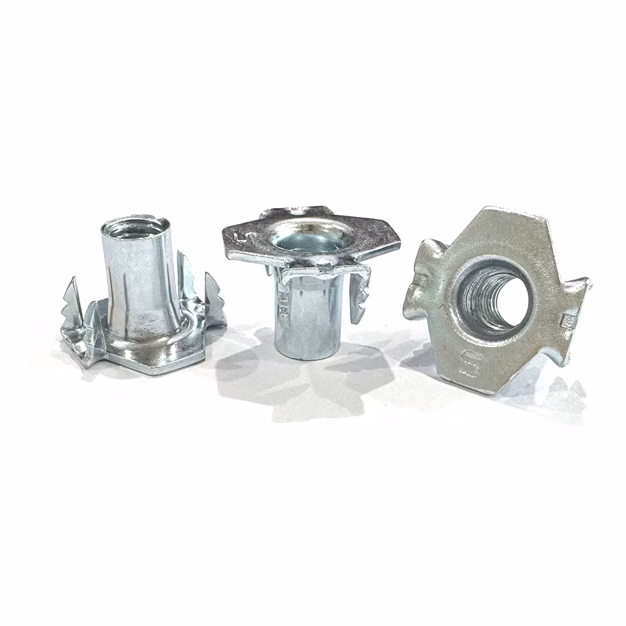 China Factory Threaded Insert T Nut M8X17mm Four Prong Tee Nuts