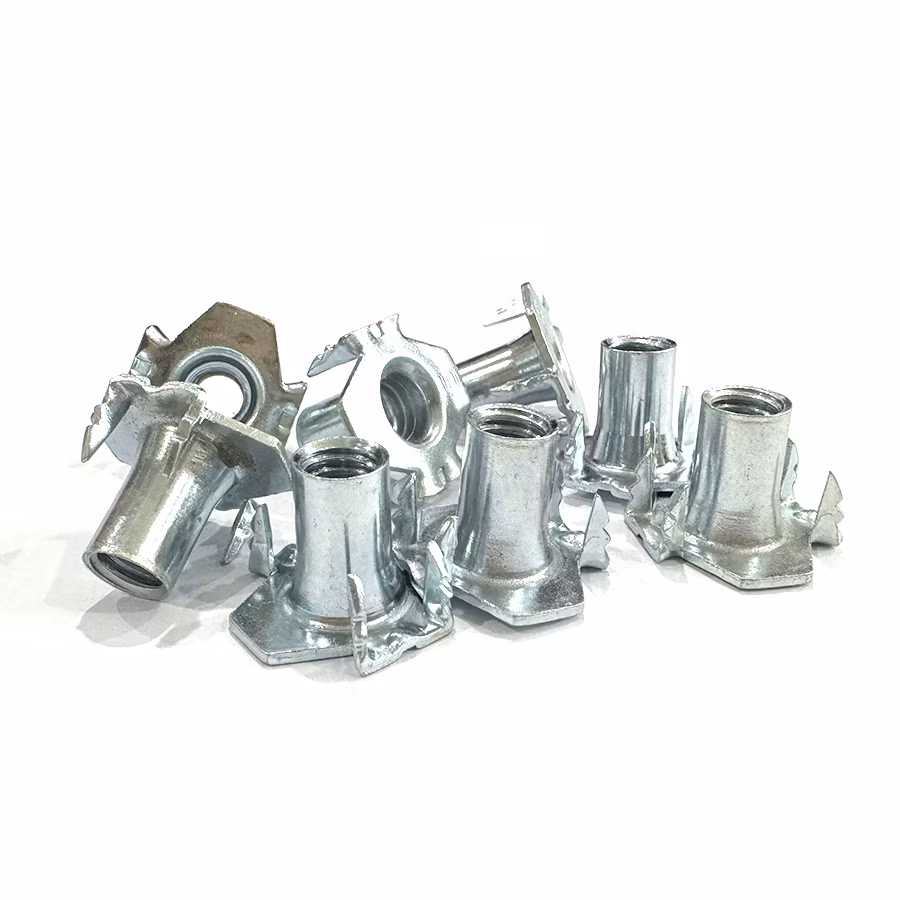 China Factory Threaded Insert T Nut M8X17mm Four Prong Tee Nuts