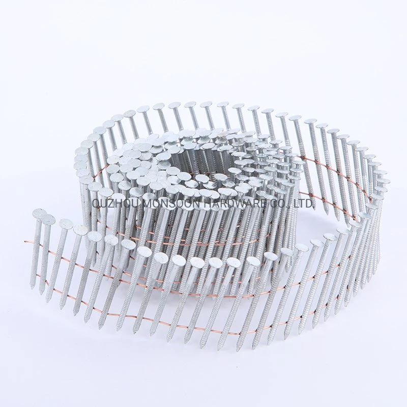 Plain Head Collated Coil Roofing Nails with Copper Wire