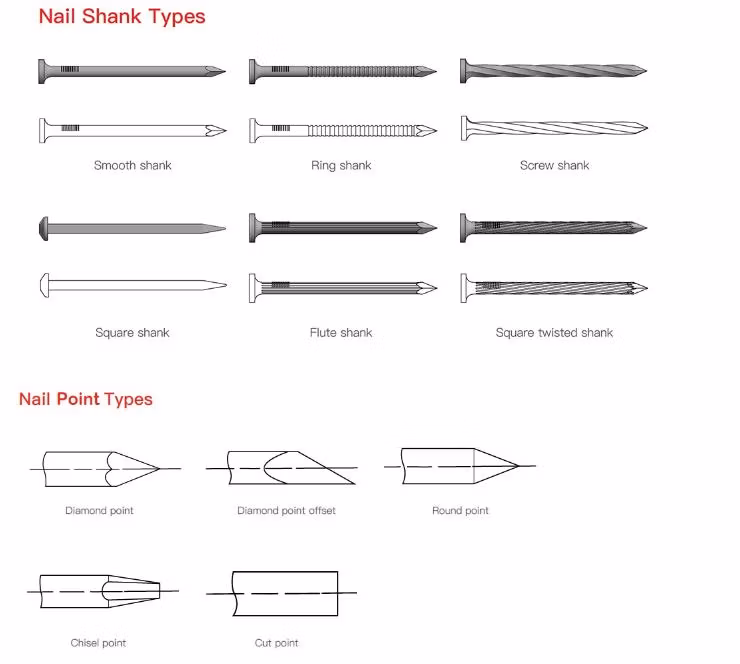 Chisel Point Common Nails for Carpentry