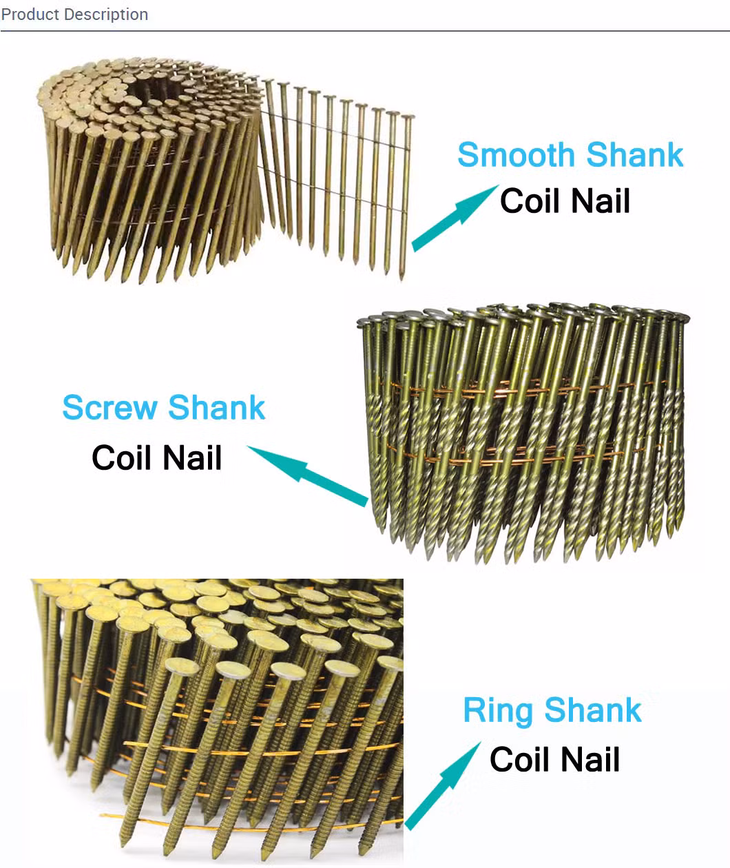 Galvanized Ring Shank Wire Collated Coil Nails 250PCS 300PCS