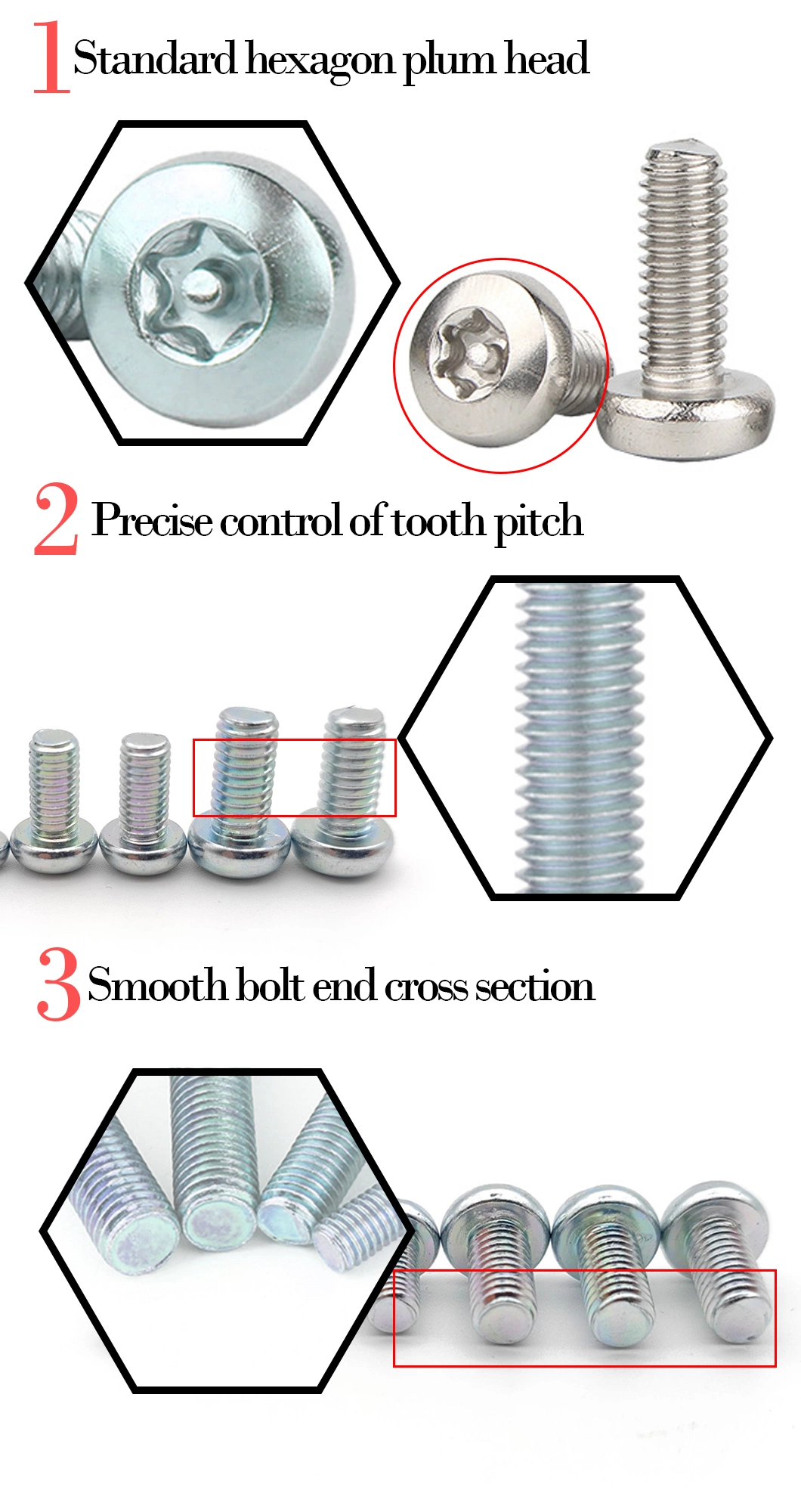 Hexagon Circular Head Screw with Plum Groove Hot DIP Galvanized Bolts