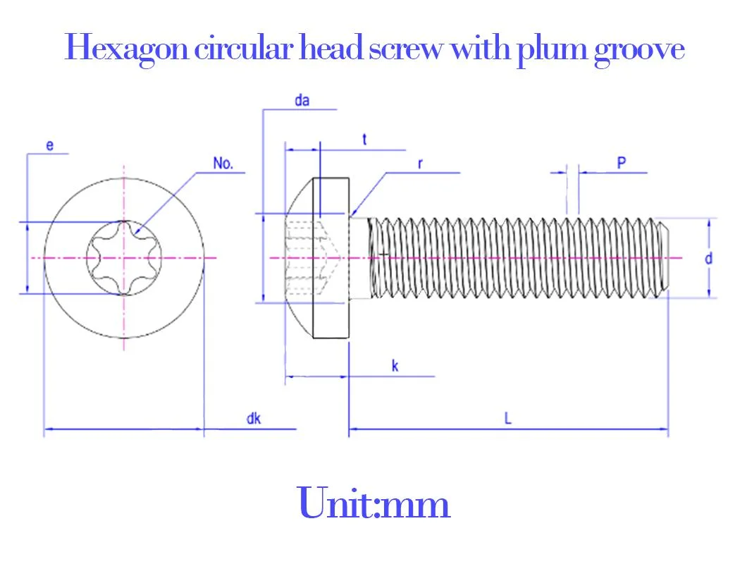 Hexagon Circular Head Screw with Plum Groove Hot DIP Galvanized Bolts