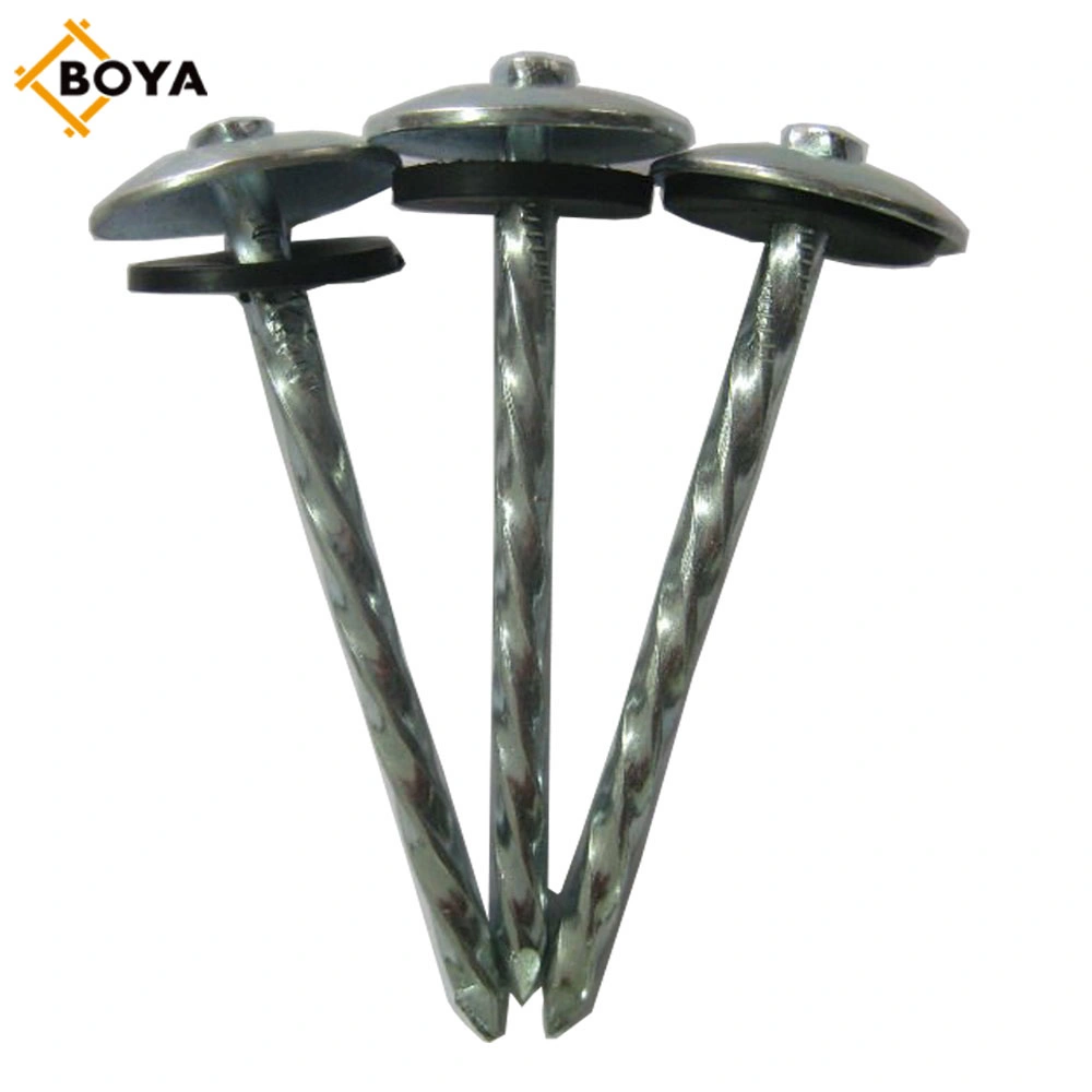 Smooth Galvanized Head Umbrella Roofing Nails Weight with Rubber Washer