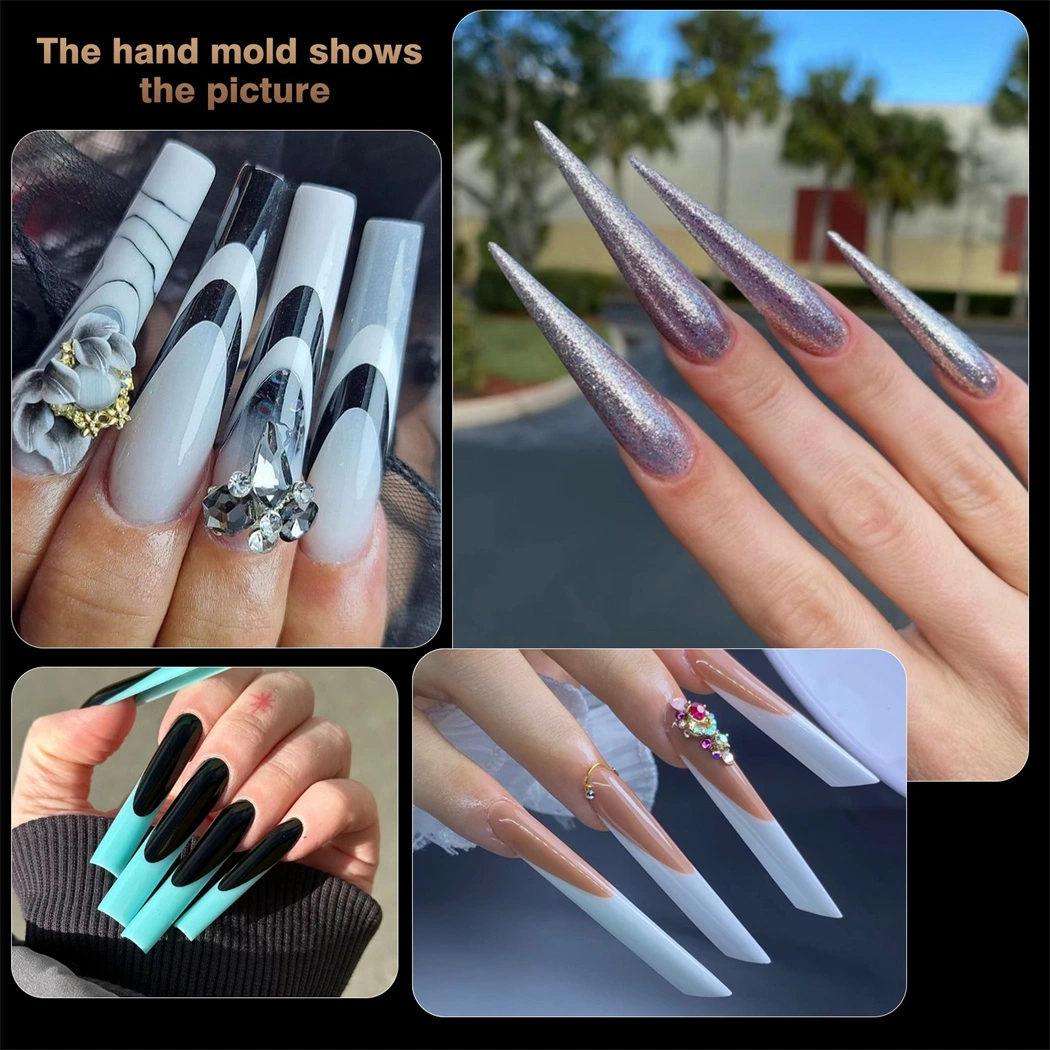 New Manicure Mixed 12 Styles 288PCS a Box Nail Form of Paper-Free Hand Extension Crystal Nail Plate Transparent Poly Gel Nail Tips Model