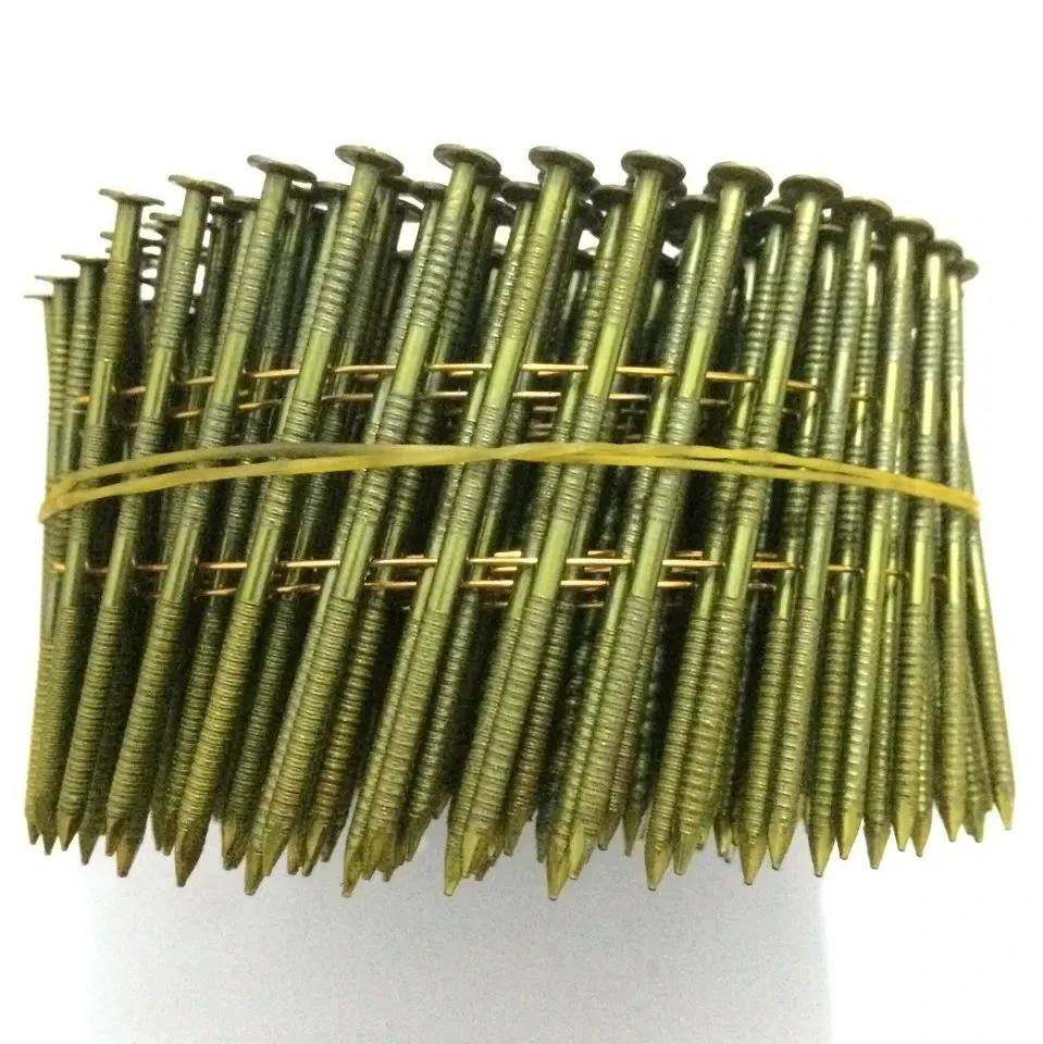 High Quality Yellow Galvanized 15degree Smooth/Twisted//Screw/Spiral Shank Wire Coil Roofing Nail/Coil Nail/Strip Nail/Framing Nail/Pallet Nail for Construction