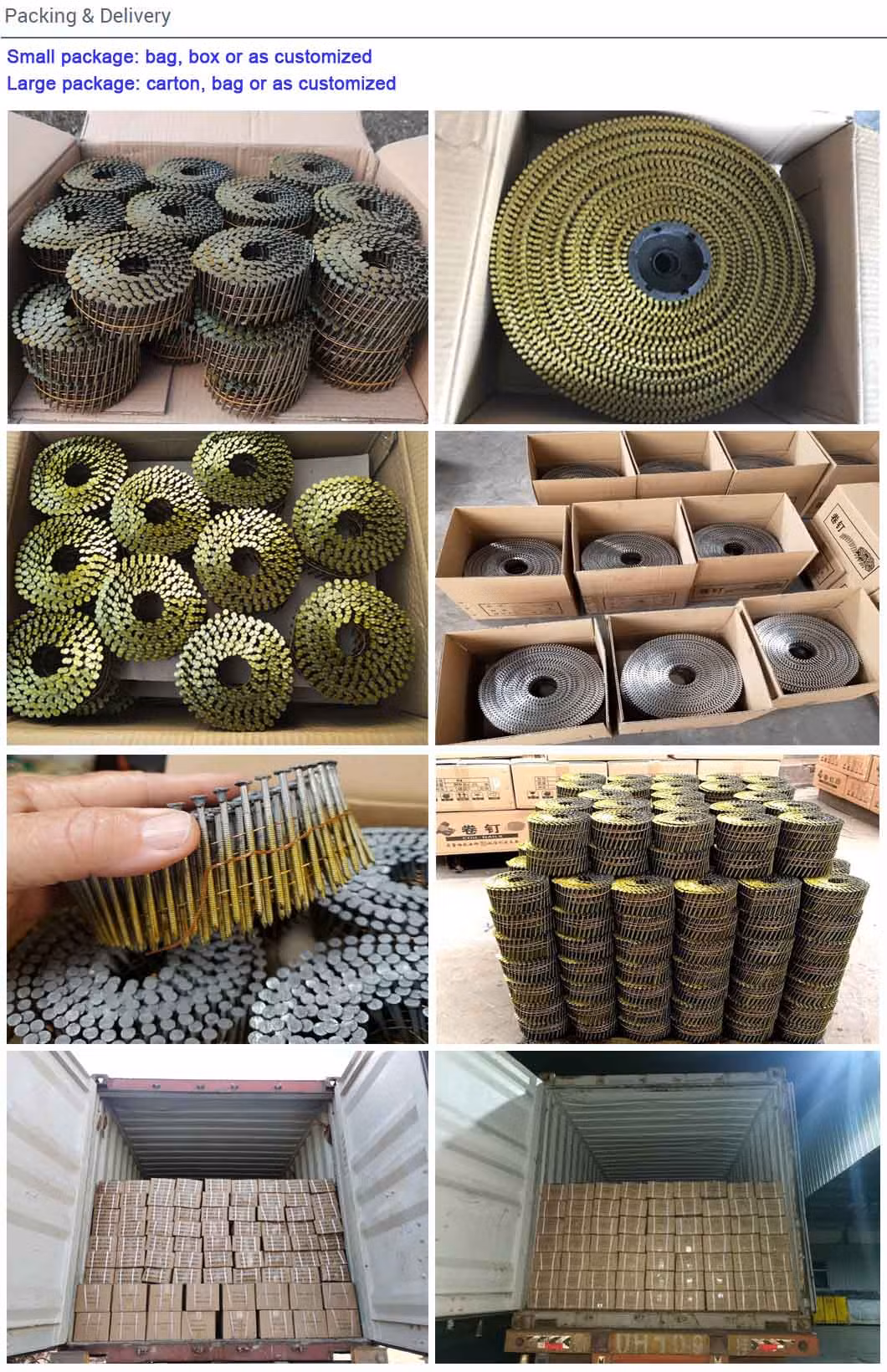 Galvanized Ring Shank Wire Collated Coil Nails 250PCS 300PCS
