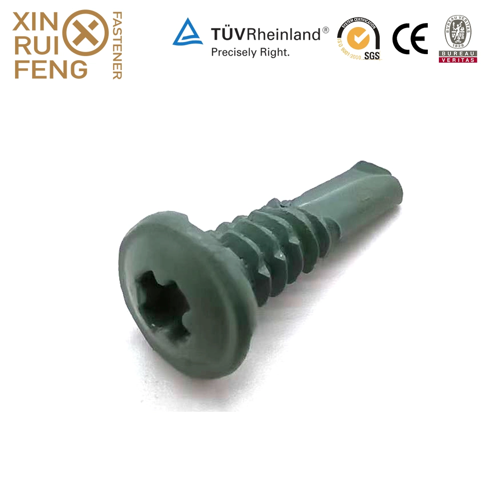 Xinruifeng Fastener Fabrica Tornillos Frame 4.8X19mm As3566 Epoxy Zinc pH. 2 X Drive Serrated Round Gasket Flat Head Framer Framing Self Tapping Drilling Screws