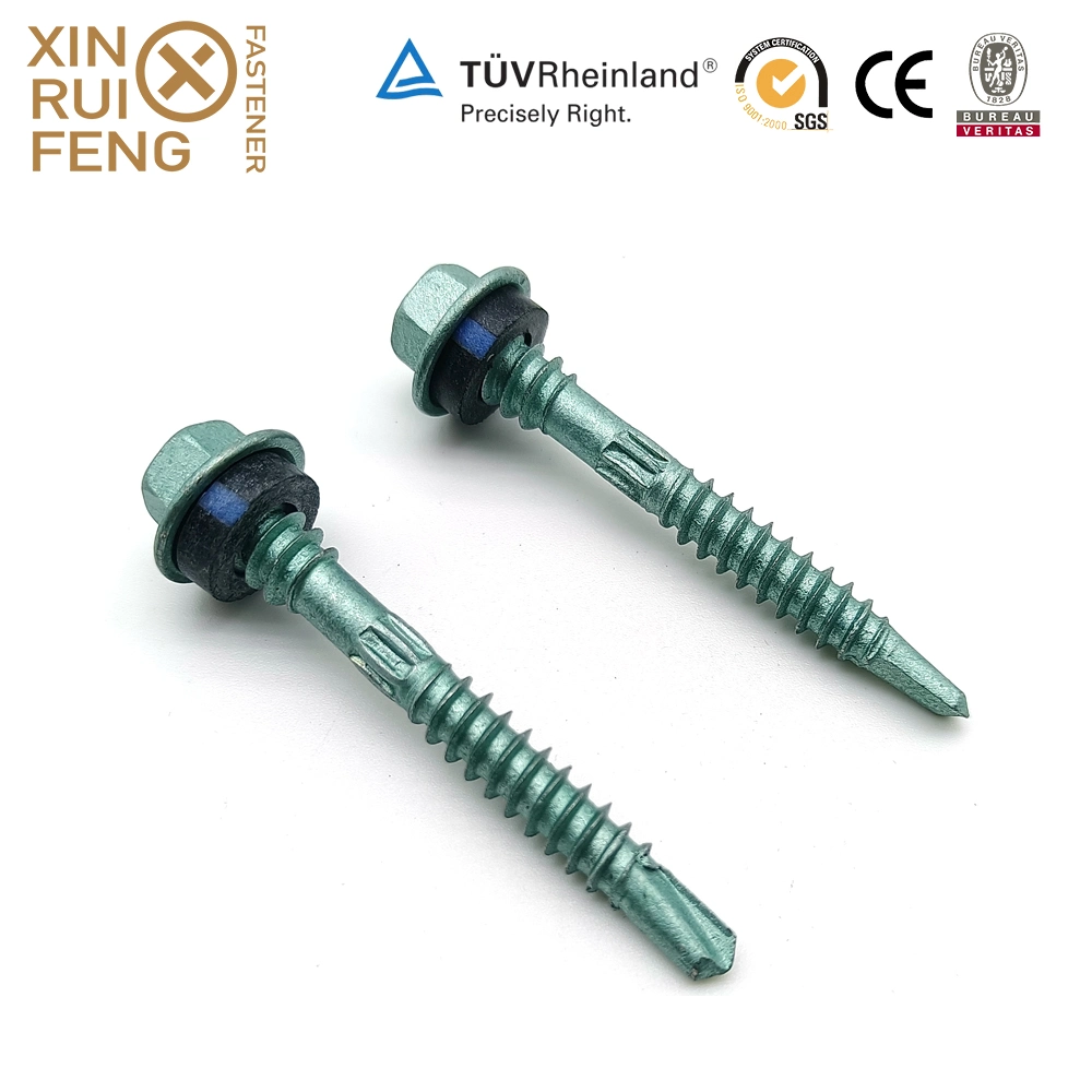 Xinruifeng Fastener Fabrica Tornillos Frame 4.8X19mm As3566 Epoxy Zinc pH. 2 X Drive Serrated Round Gasket Flat Head Framer Framing Self Tapping Drilling Screws