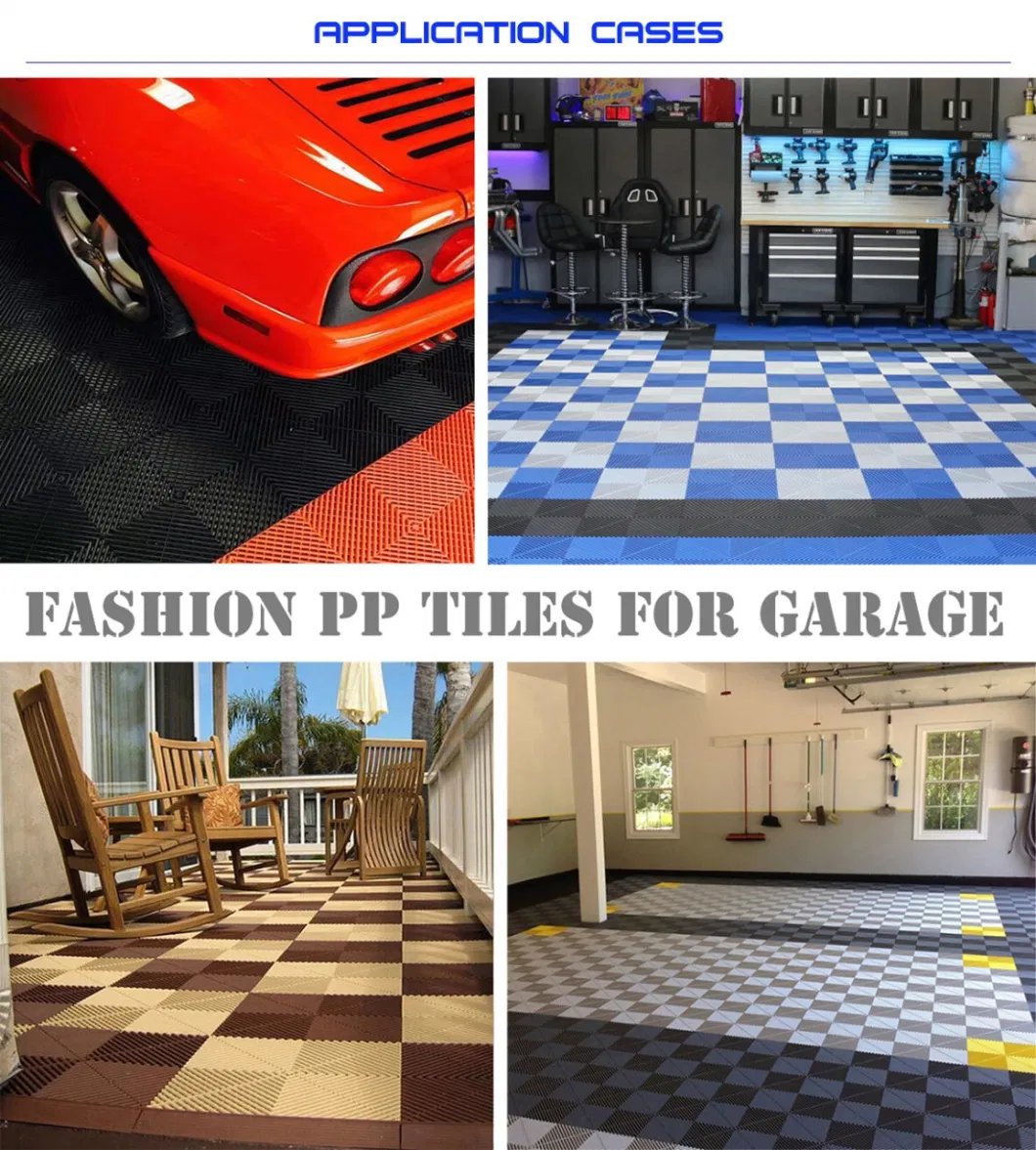 PP Rib Interlcok Garage Floor Tiles Durable Modular PP Interlocking Tile Easy to Install Flooring